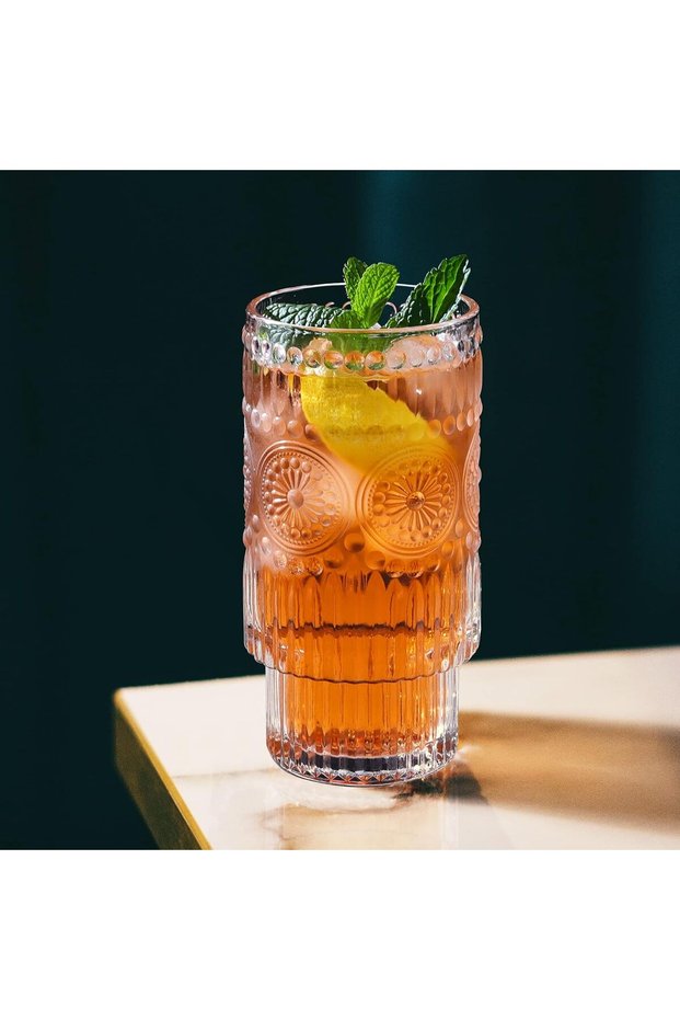 Sun Model Glass Long Cocktail Soft Drink Glass Set of 4 Glass 330 Cc 13.5 Height 6.5 Mouth