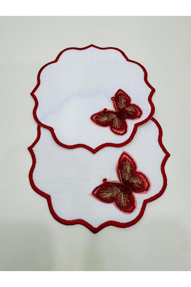 2 Pieces of Three-Dimensional Butterfly Detailed Coffee Side Cocktail Napkins & Coasters.