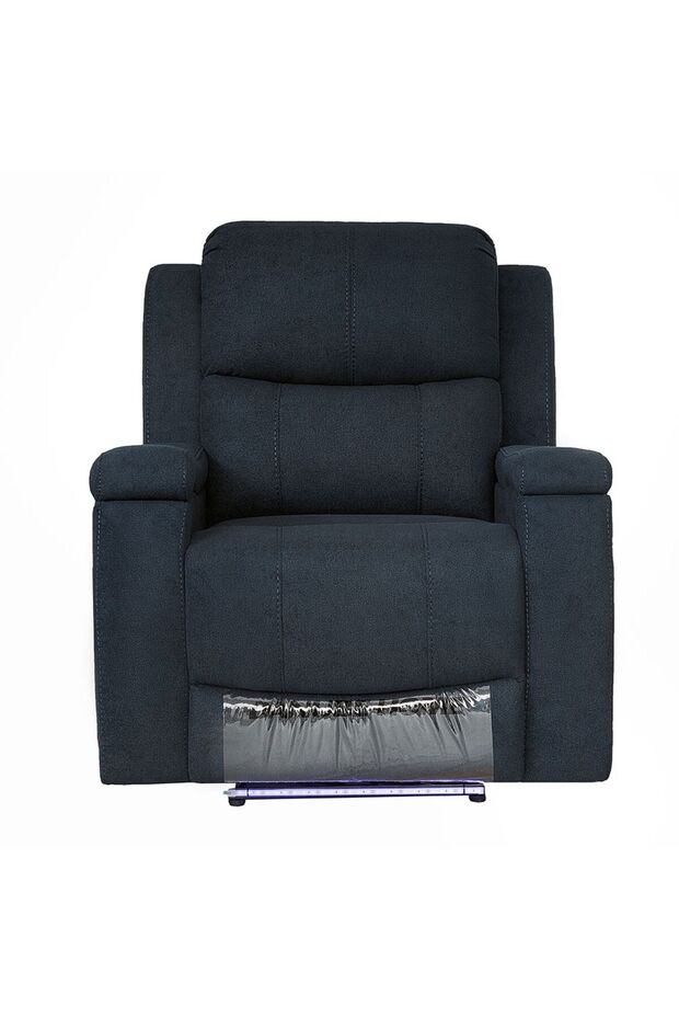Paladin 1 Seater Fabric Recliner with LED & Cup Holder - Stylish Blue Recliner for Comfort