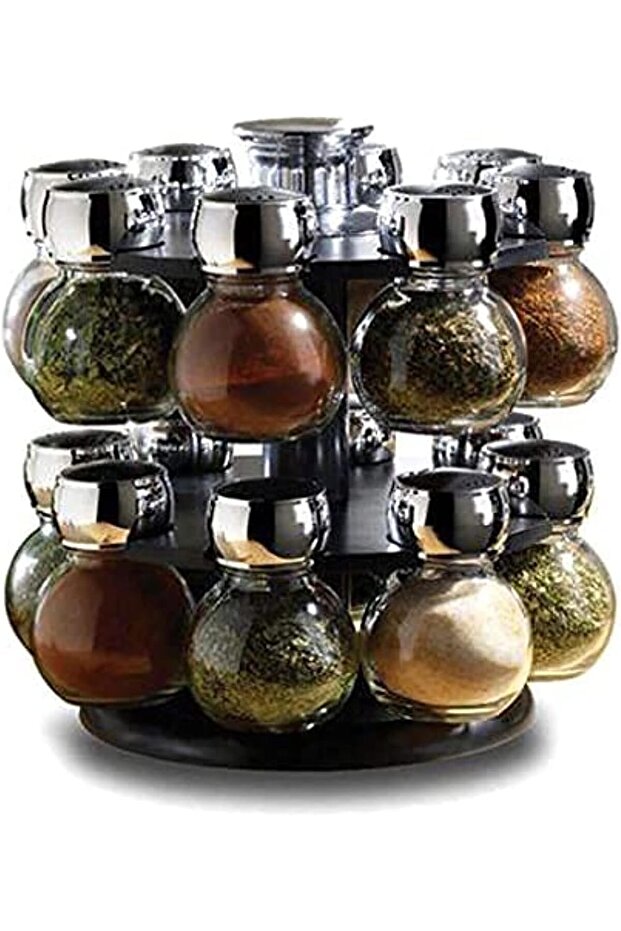 Glass Spice Jar Rack Set - 16 Pieces
