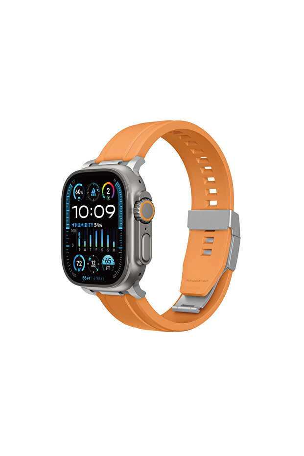 Watch Ultra 49mm Compatible Titan Chrono Silicone Band Strap Orange