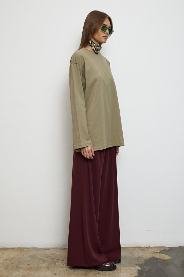 Basıc Sweatshirt Haki - 6