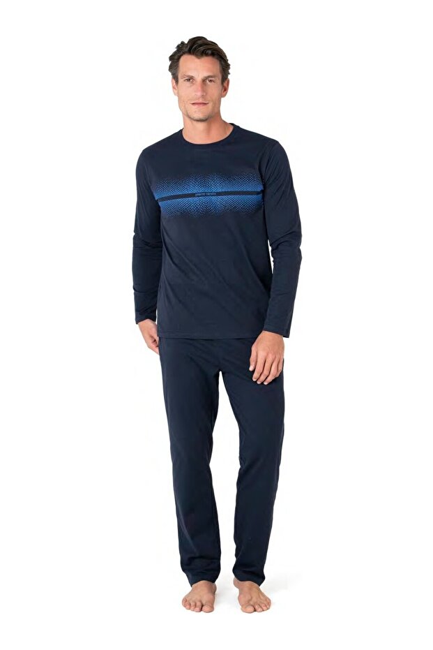 Men's Long Sleeve Crew Neck Pajama Set 6102