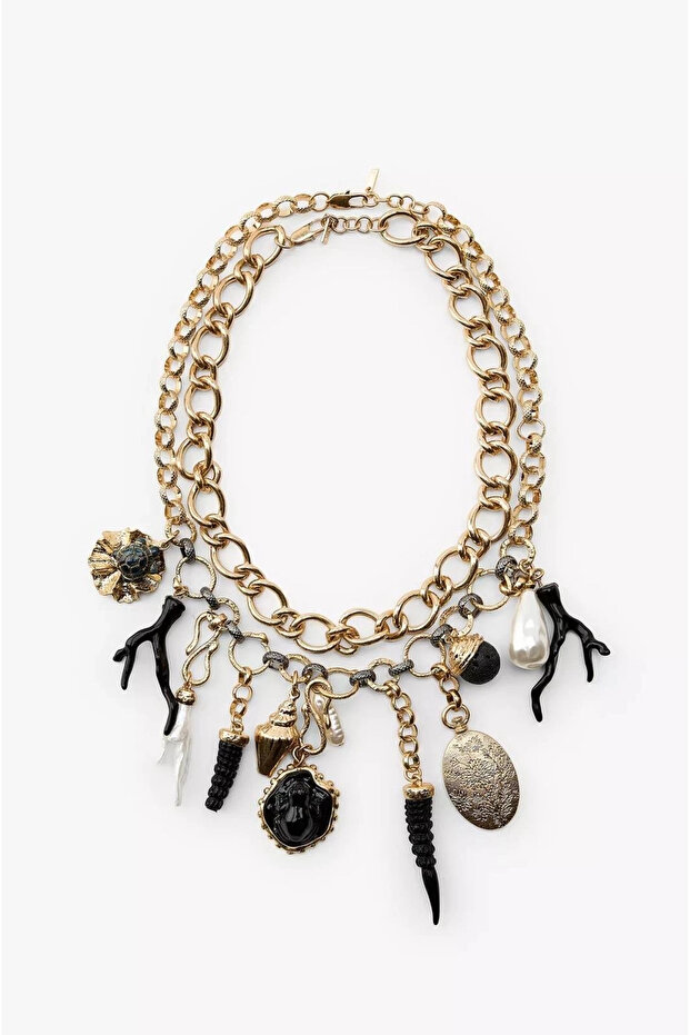 Çoklu Madalyon Charm Kolye - 1