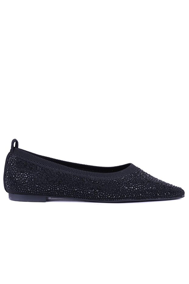 - Black Color Stone Patterned Women's Ballerinas 261-25by224193
