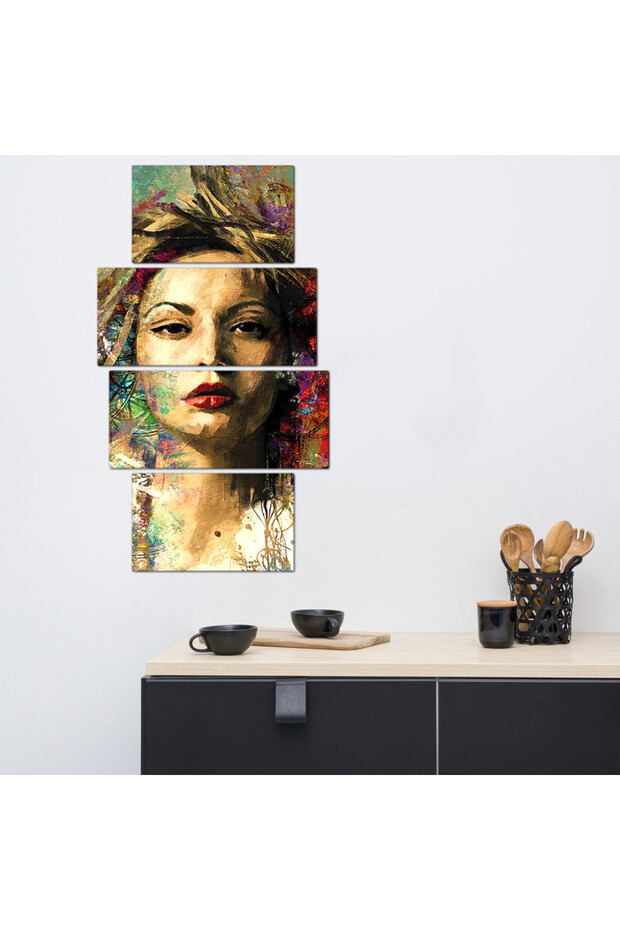 لوحه جداريه - رسمة إمرأه فنيه - ٣٠٠٣٣ - مقسمه أربعة قطع