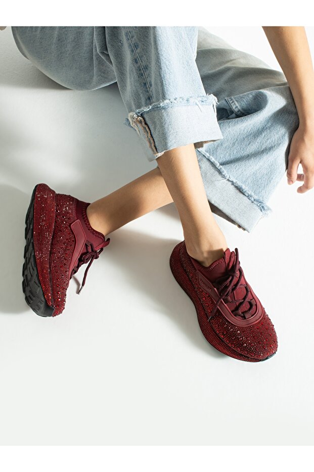 Soffi̇o Burgundy Stone Women's Sneakers