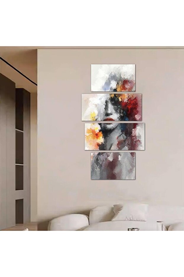 لوحه جداريه مودرن رسمة إمرأه - 24037 - مقسمه أربعة قطع