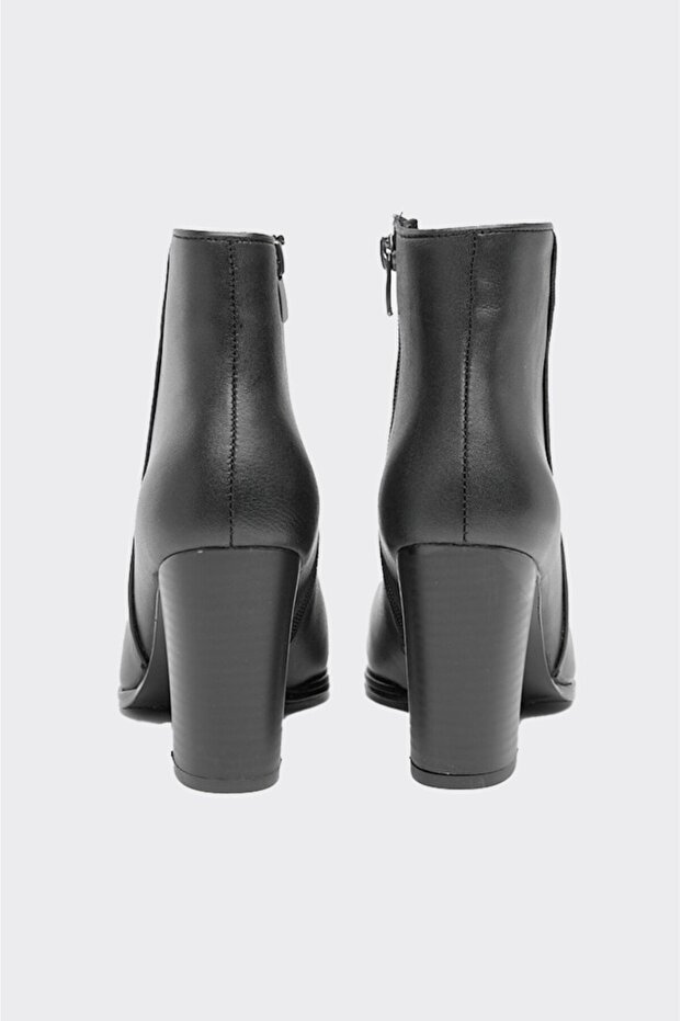 Hakiki Deri Topuklu Kadın Klasik Bot - 4