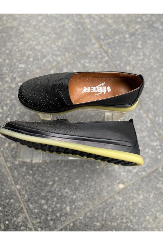 Black Outer Material Skin Leather Orthopedic Sole Casual Shoes