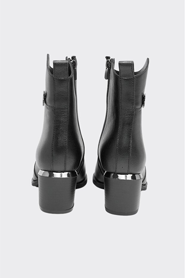 Fermuarlı Hakiki Deri Kadın Bot - 4