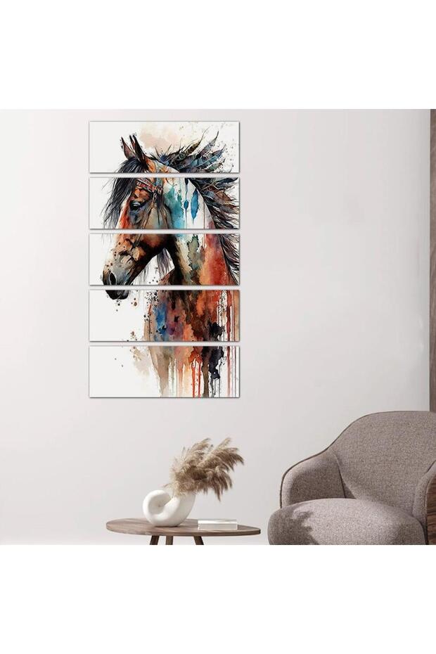 لوحه جداريه رسمة خيل - ٢٤١٥١ - مقسمه خمسة قطع متساويه