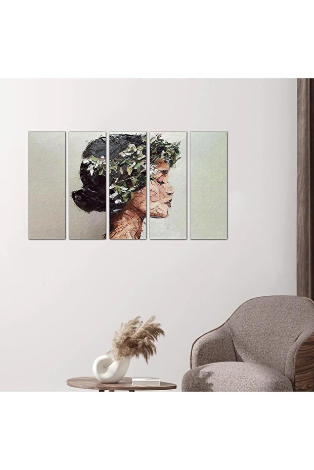 لوحه جداريه رسمة فنية لإمرأة - ٢٤٥٧٤ - مقسمه خمسة قطع متساويه