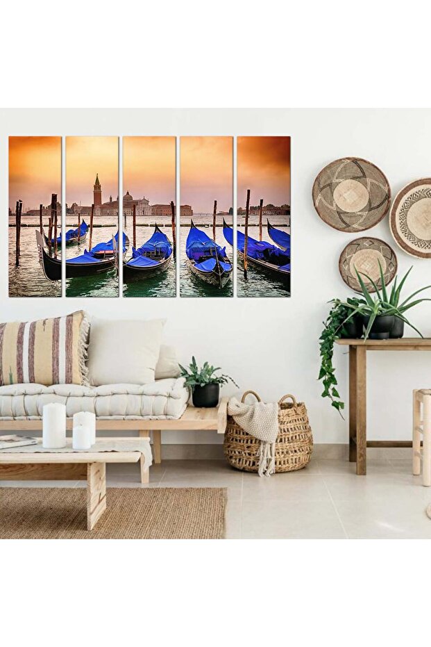 لوحه جداريه - قوارب - 1502 - مقسمه خمسة قطع متساويه - 1