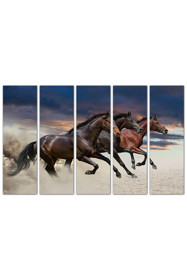 لوحه جداريه - خيول تركض - ٩٢٥ - مقسمه خمسة قطع متساويه - 1