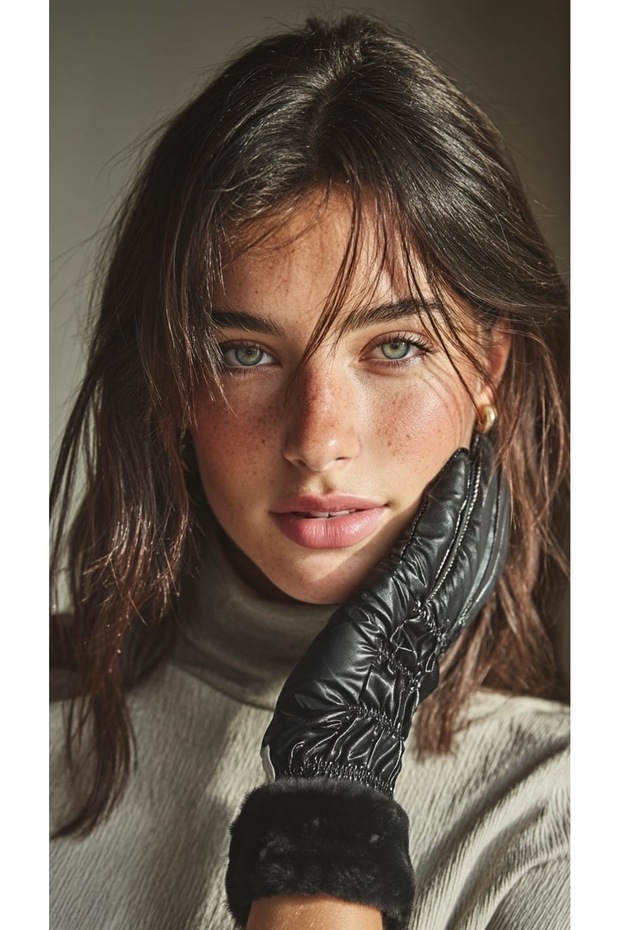 Peluş lu Kapitone Kadın Eldiven - 1