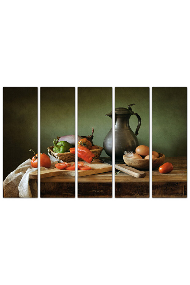 لوحه جداريه - خضروات و بيض - e109 - مقسمه خمسة قطع متساويه - 1