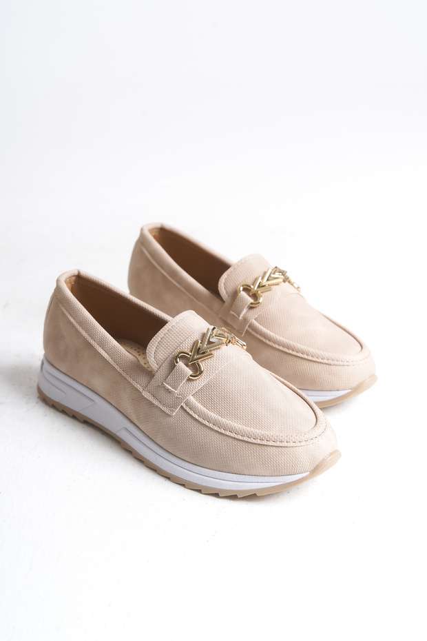 Women's Leather Matte Buckle Orthopedic Sole Ballerinas