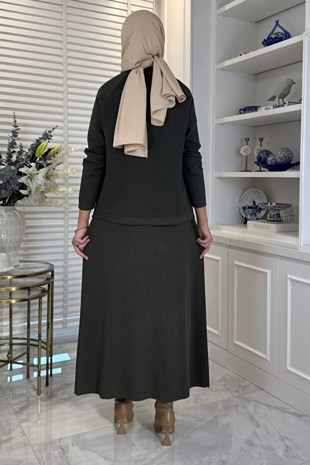 Melis Çelik Örme Triko Takım Haki - 4