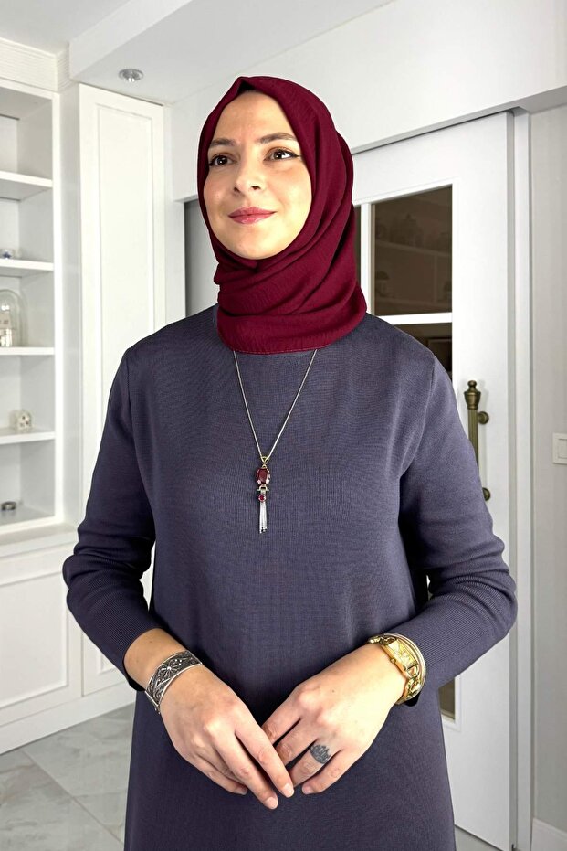 Öykü Çelik Örme Triko Elbise Antrasit - 2