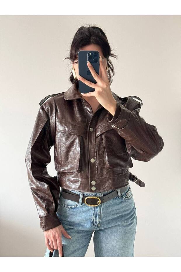 MODERN MİNİ DERİ CEKET - 5