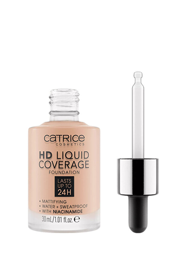 HD Liquid Coverage Foundation With Water And Sweatproof 30ml- 020 Rose Beige