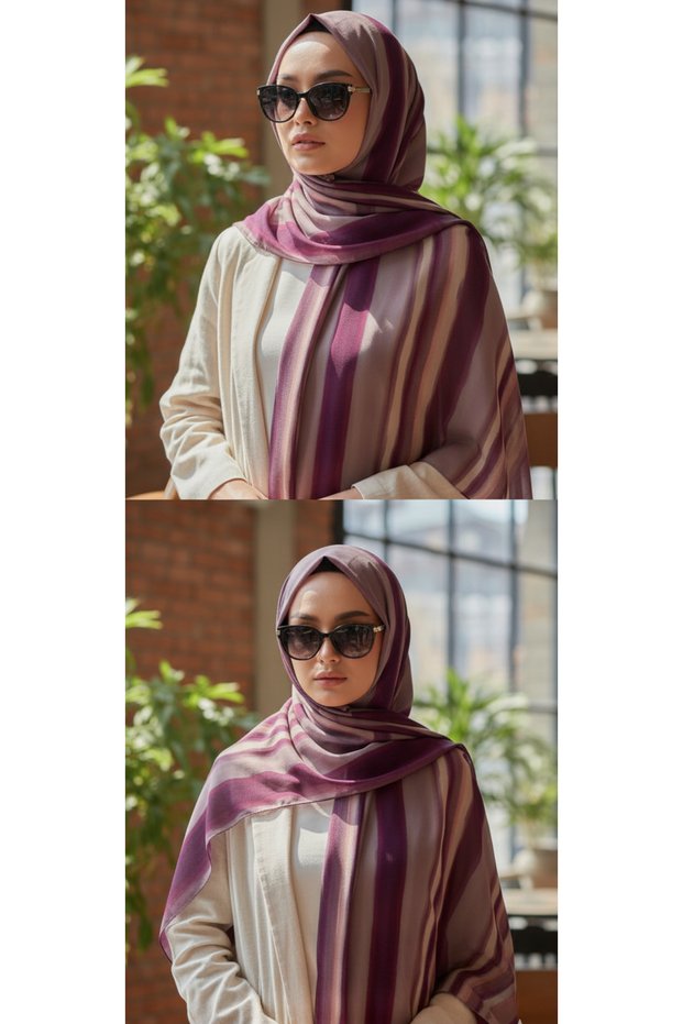 Gradient Pattern Cupra Quality French Silk Shawl 70X180Cm