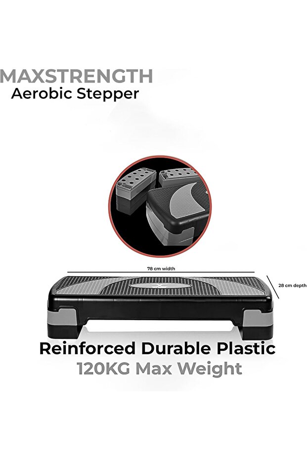 Multi Level Aerobic Step Exercise training workout stepper 2 to 5 Adjustable Step Level - 4