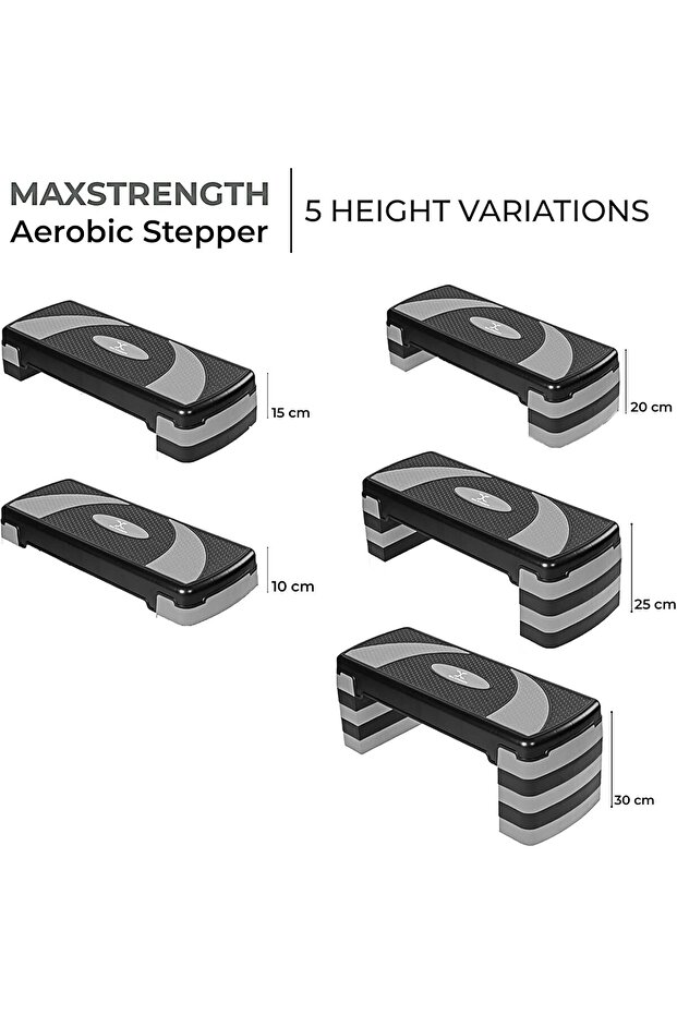 Multi Level Aerobic Step Exercise training workout stepper 2 to 5 Adjustable Step Level - 3