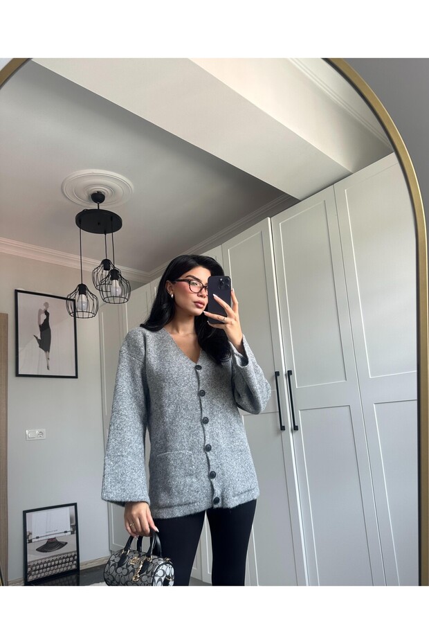 Antrasit Örme Hırka - 3