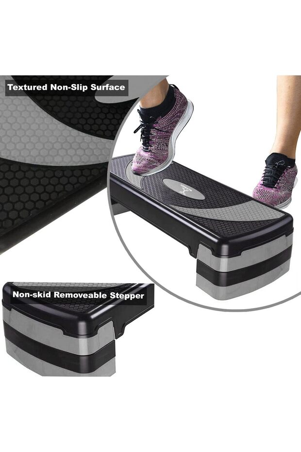 Multi Level Aerobic Step Exercise training workout stepper 2 to 5 Adjustable Step Level - 7