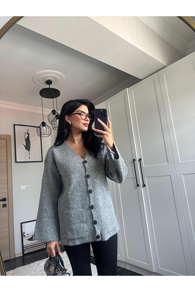 Antrasit Örme Hırka - 1