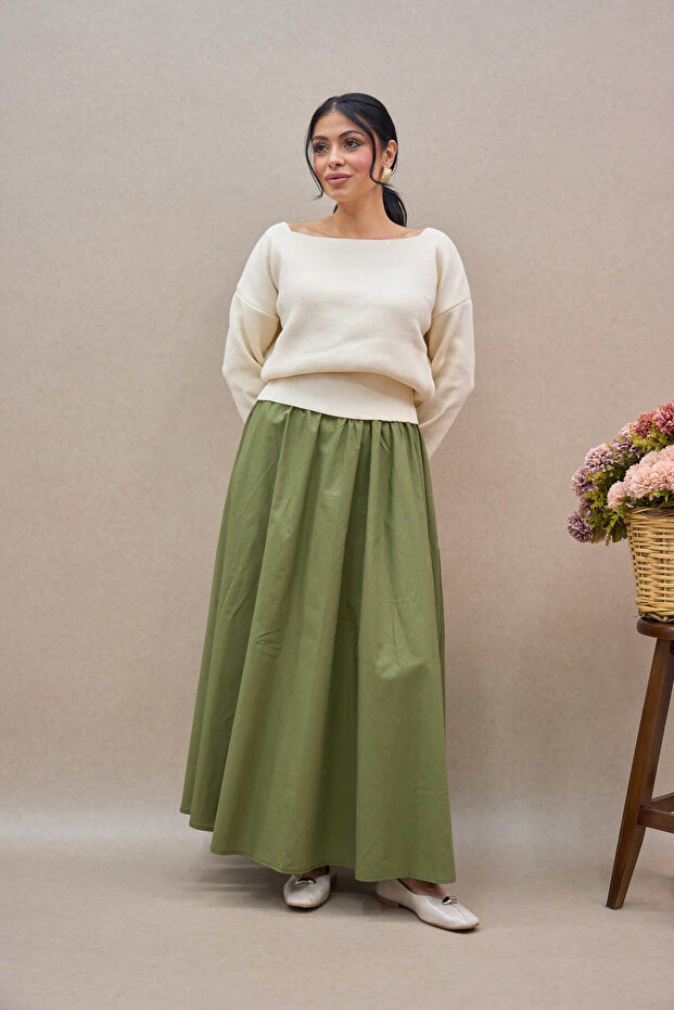 Khaki Green Balloon Skirt