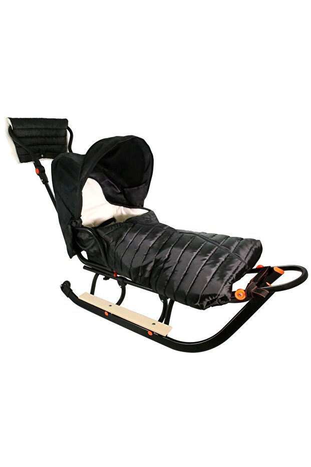 Premium Plus Line sled with backrest, sleeping bag, pusher and muff 3 in 1, additionally 805 wheels - 1