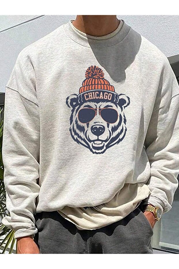 Men's Chicago Bear Printed Oversized Sweatshirt