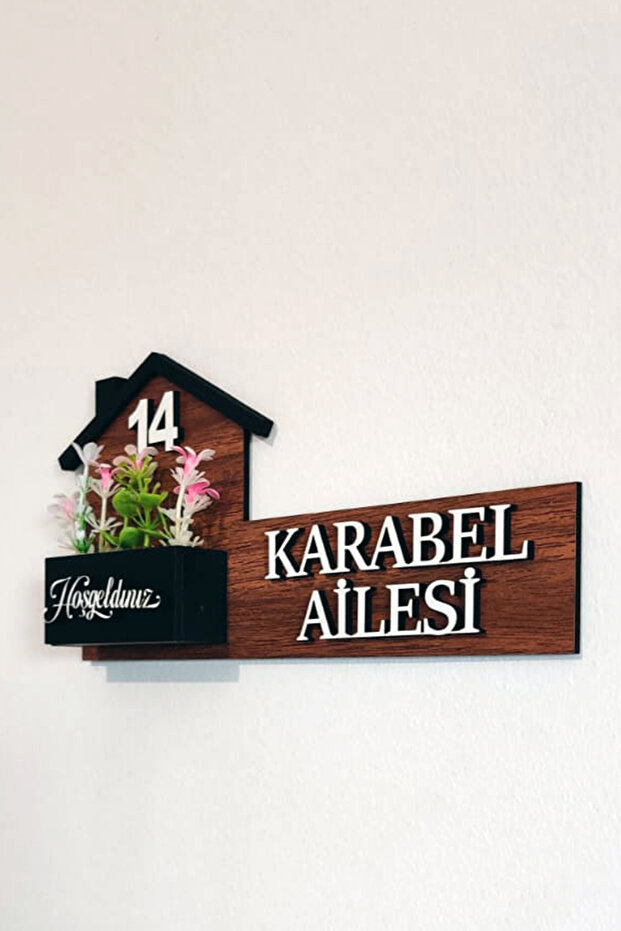 Kişiye özel çiçekli ahşap kapı numarası Kapı süsü – Çiçekli Kapı Süsü - 2