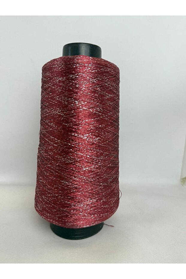 Burgundy Color Silver Shiny Detailed Fine Glitter Mesh Yarn