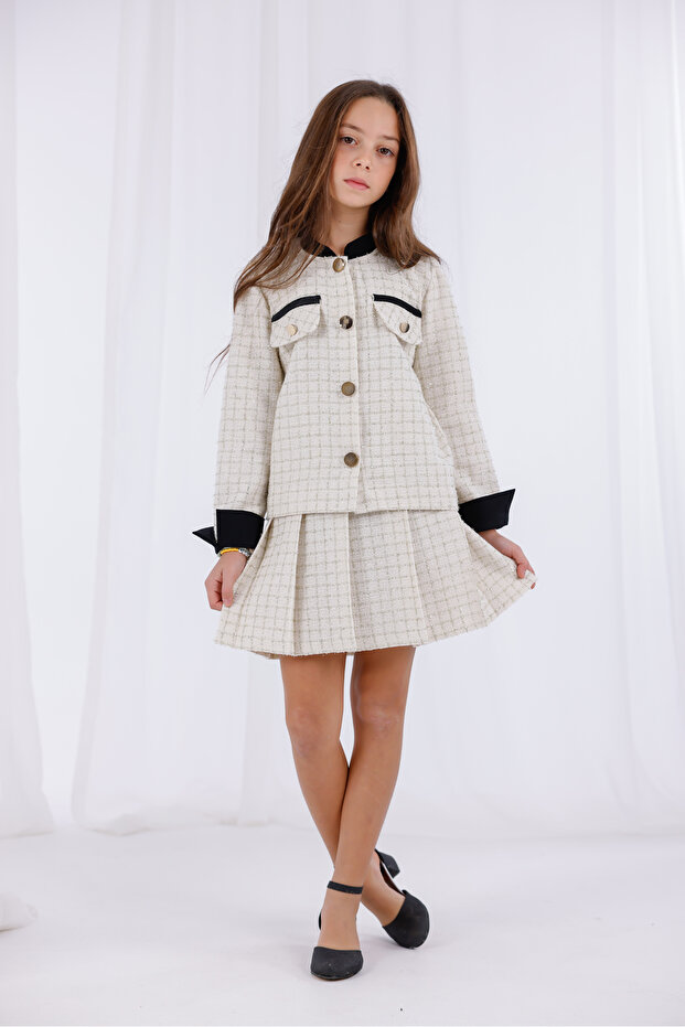 Tweed Fabric Girl's Suit