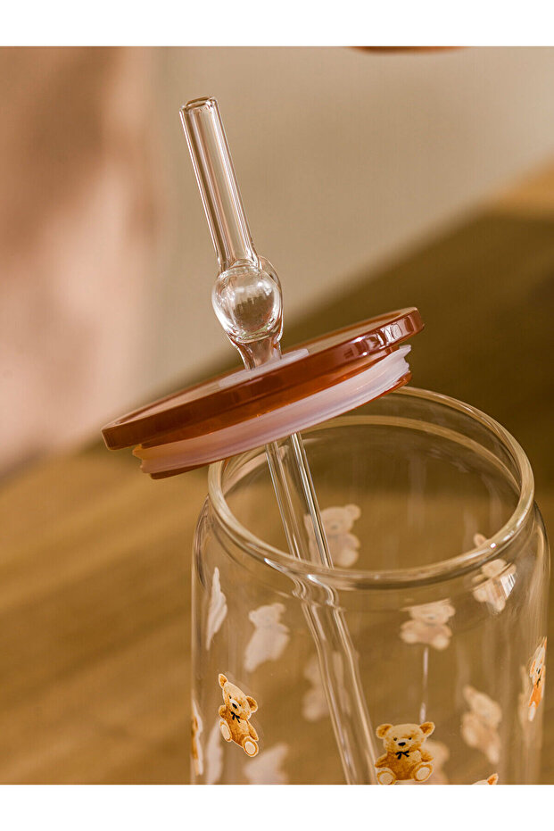 Vizyon New Season Printed Glass with Straw 480 ml - 3