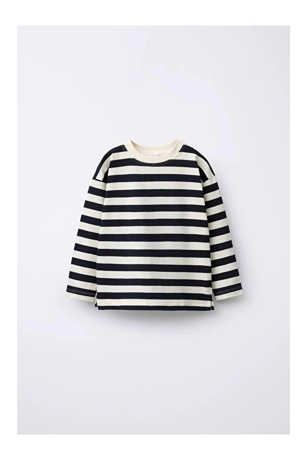 Unisex Striped Oversize Children's Sweatshirt - Black Striped
