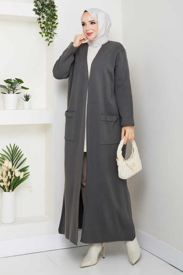 Women's Steel Mesh Pocket Long Knit Cardigan