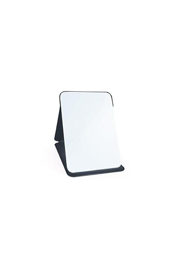 Makeup Mirror, 4x6 Inches Portable PU Leather Mirror, Folding Desktop Vanity Mirror with Adjustable Stand for Vanity Table, Office, Travel (Black)