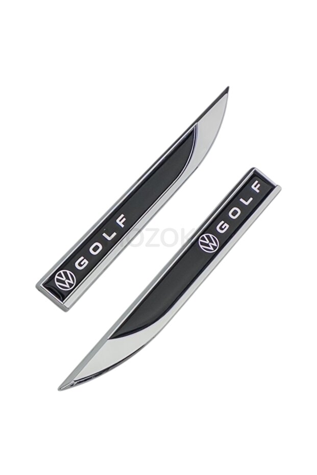 High Quality Volkswagen Golf Logo 3D Metal Chrome Fender Upper Side Emblem Set 2 Pieces Compatible