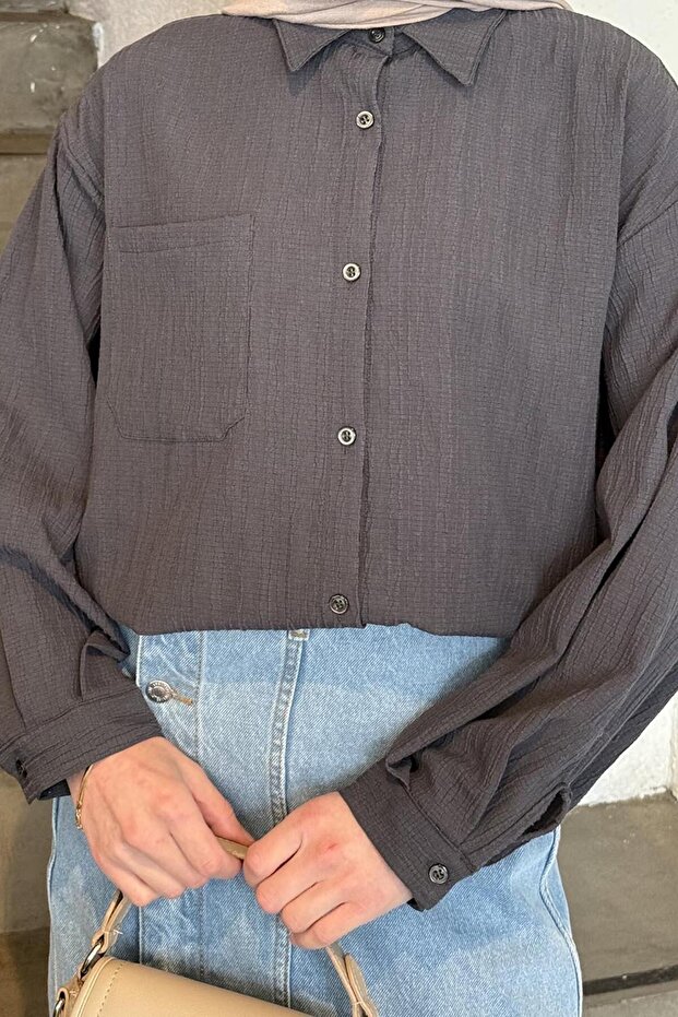 Kraşlı Gömlek Antrasit - 3
