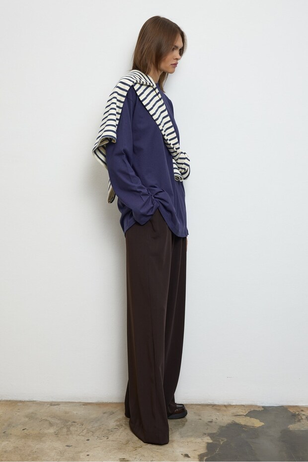 Basıc Sweatshirt Mavi - 6