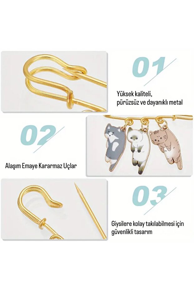 Kişiselleştirilebilir Sevimli Kedi Broş Yaka İğnesi - 3