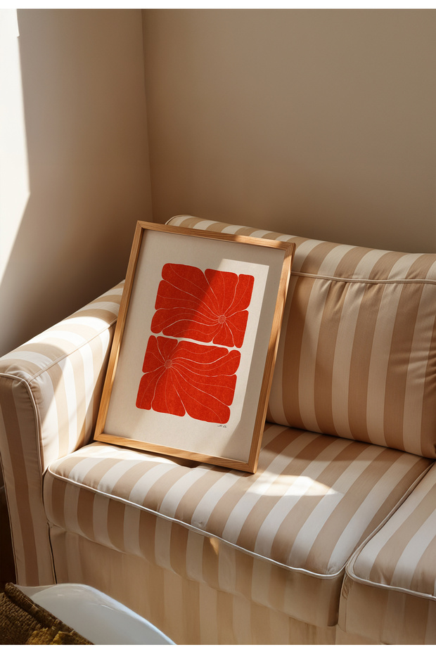 Tangerine Flow Poster - Doğal Ahşap Çerçeveli Tablo - 4