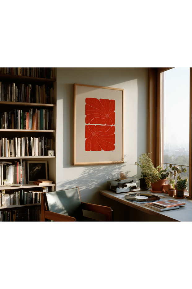 Tangerine Flow Poster - Doğal Ahşap Çerçeveli Tablo - 5