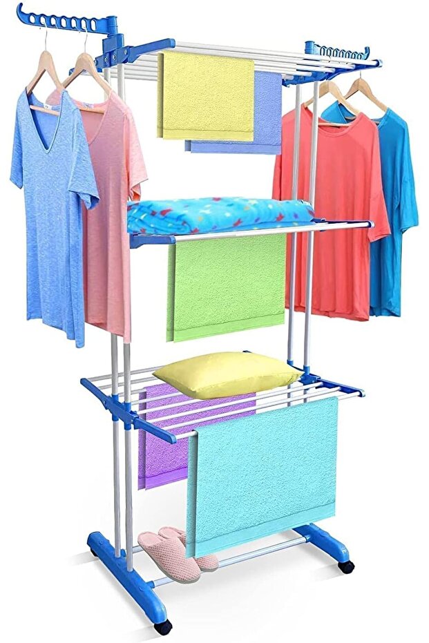 Clothes Drying Rack, 4-Tier Foldable Laundry Drying Rack, Stainless Steel Garment Clothes Dr