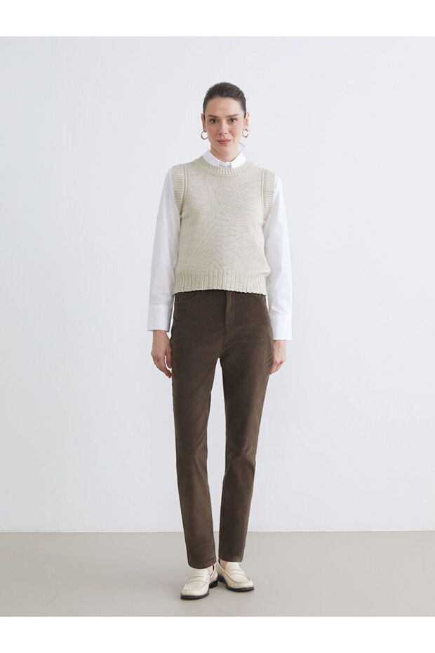 Quality Pieces from Çelebi Store: Slim Fit Velvet Women's Trousers